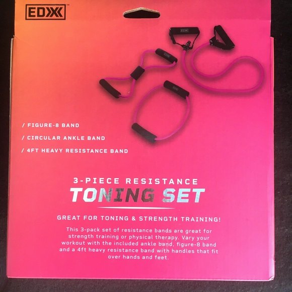 New In Box EDX 3 Piece Resistance Bands Toning Set Home Exercise Weights SH10 - Picture 2 of 3